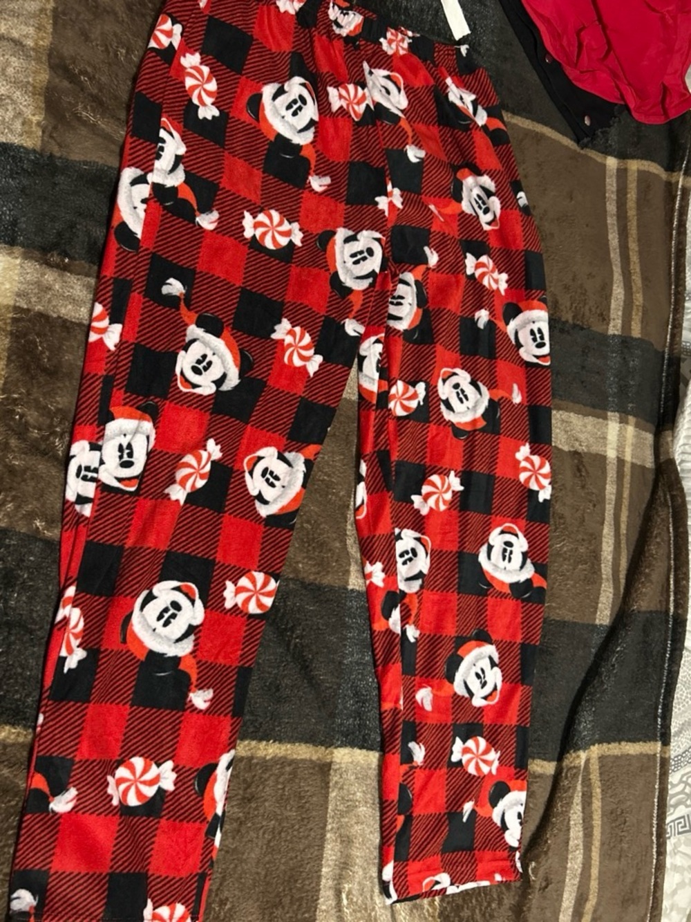 Disney Red & Black Buffalo Plaid Mickey Mouse Pajama Bottoms